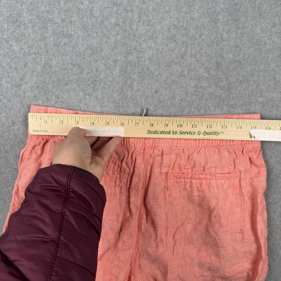 Athleta Shorts Womens Size 10 Pink 100% Linen Drawstring Beachy Chino Summer - Picture 5 of 7